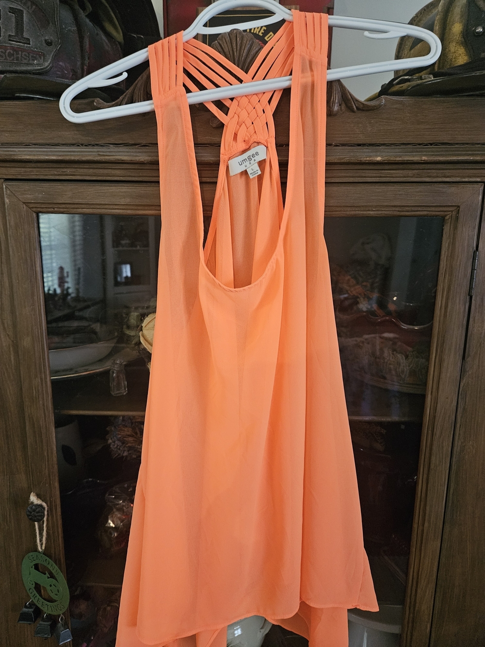 Umgee Neon Orange Braided Back Camisole